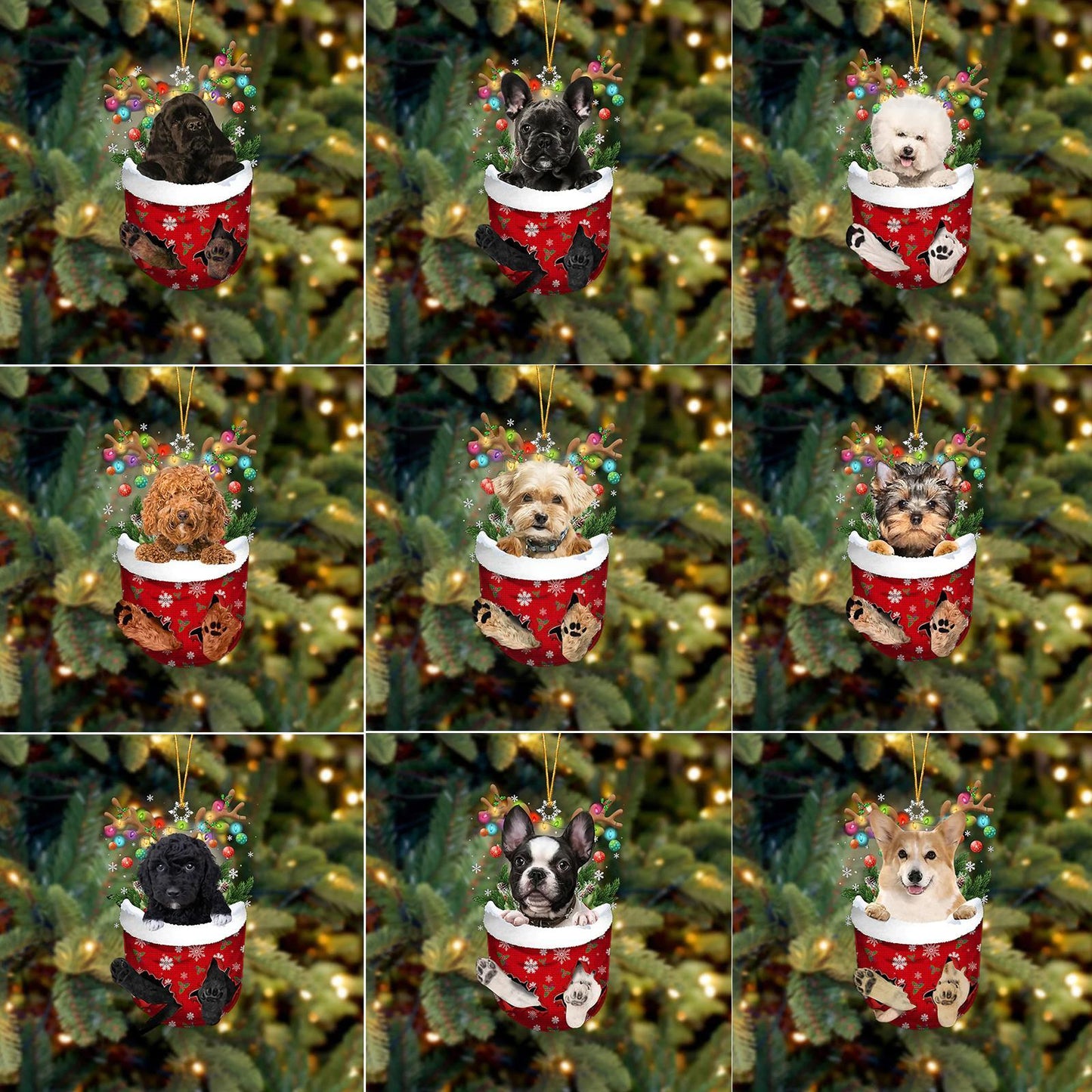 Canipaws ™ Canine Ornaments Hanging Cute Dog Decor